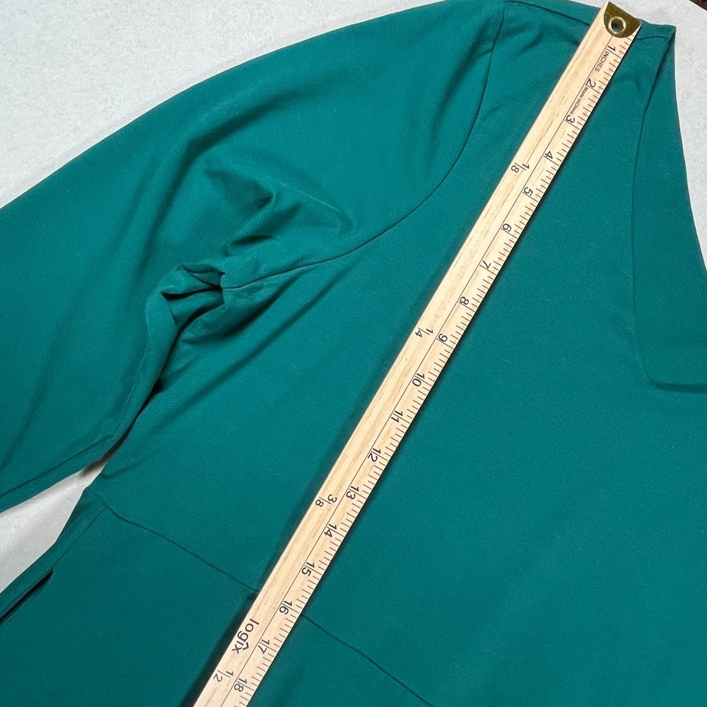 Pact Fit and Flare Dress Women XXL Teal Green Organic Cotton 3/4 Sleeve V-Neck - Picture 7 of 8